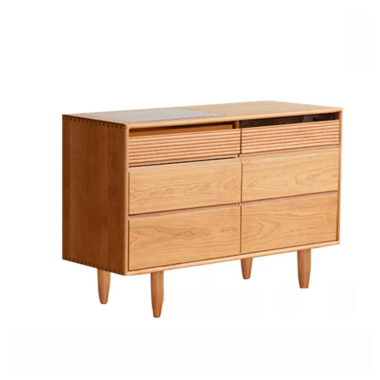 3 Tiers Traditional Natural Double Dresser with Gold Handles