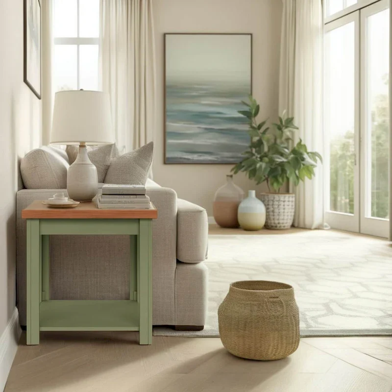 Modern Farmhouse Style 24-Inch Side Table — No Assembly Required, Two-Tone Finish