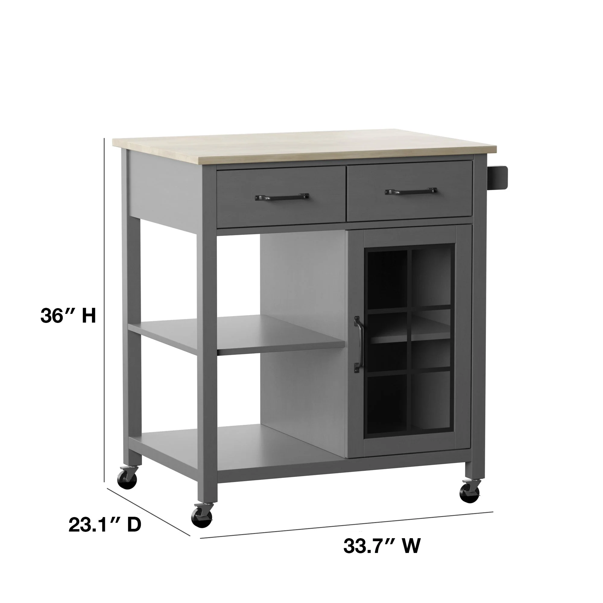 Compact Rolling Kitchen Island Cart with Storage