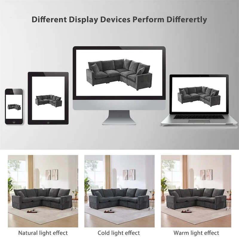 Modern L Shape Modular Sofa,Chenille Sectional Couch Set w/2 Pillows