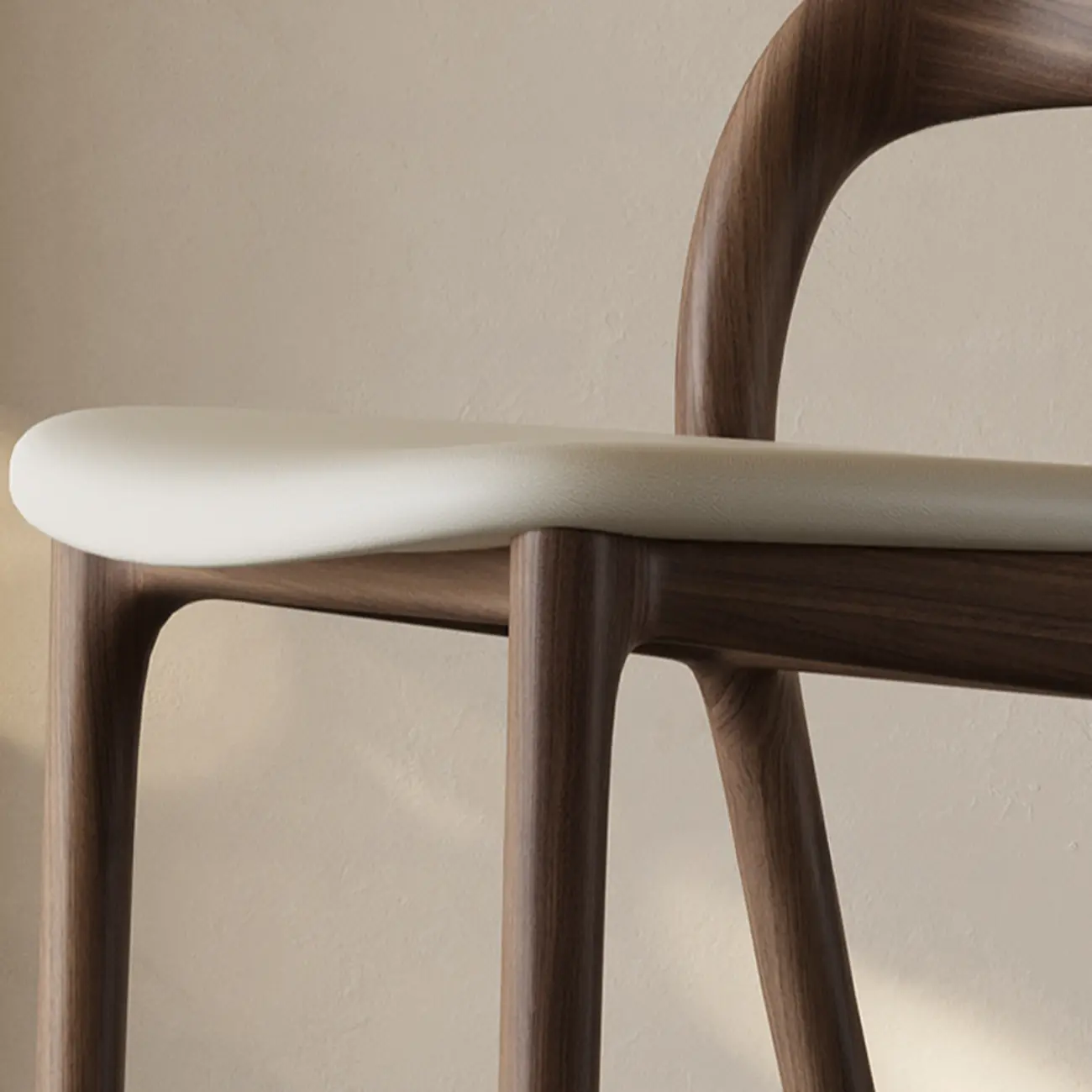 Mid-Century Modern Wood Faux Leather Bar Stool