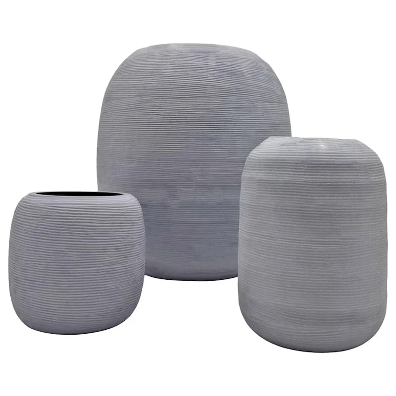 Set of 3 Decorative Handmade Cylinder Vase in Grey