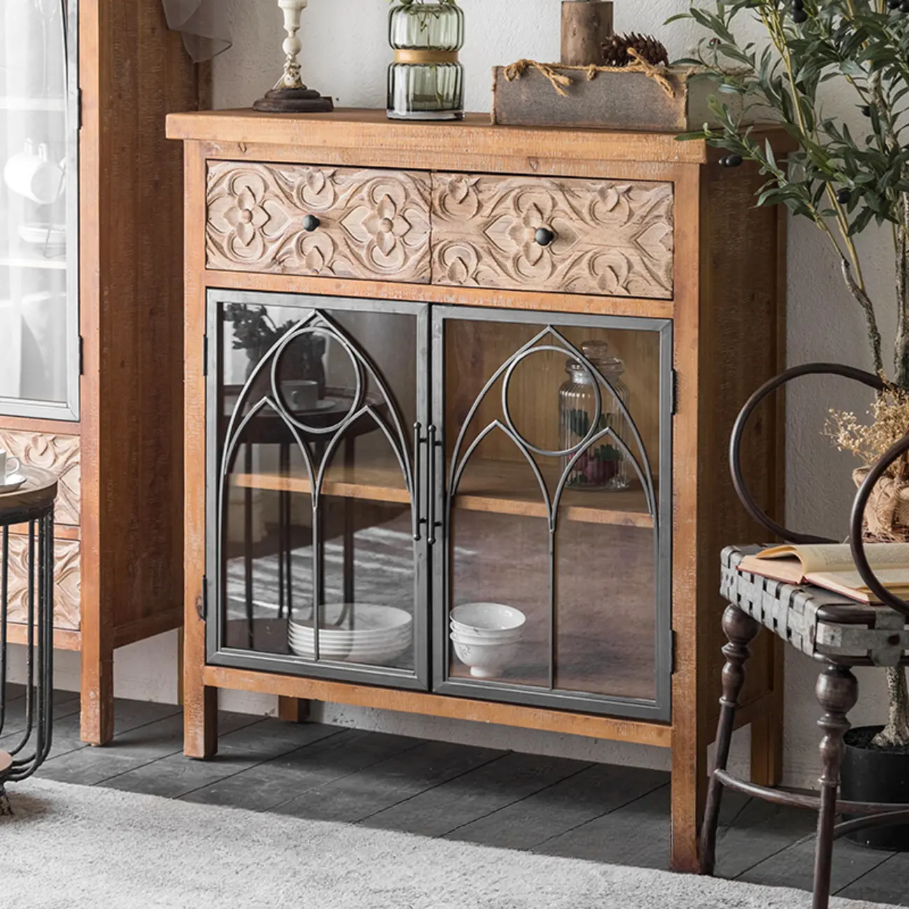 French Country Freestanding Storage Cabinet for Home Decor