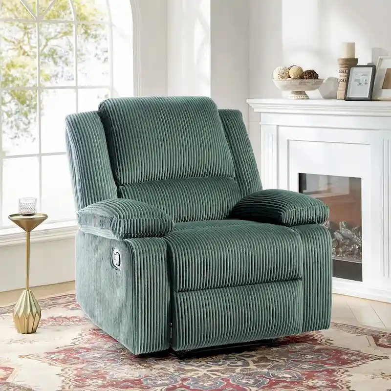 Vegan Leather Upholstered Push Back Manual Recliner Chair