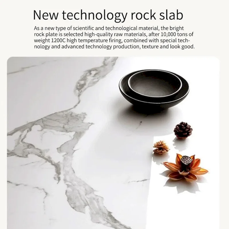 Modern Round Coffee table, Stone Table-top, Natural Wood - 50  x 31.5