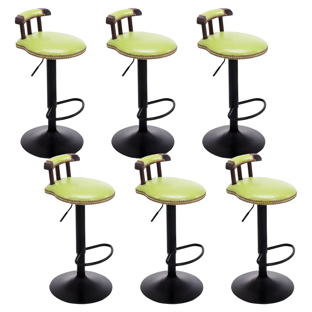 Industrial Round Leather Adjustable Bar Stools