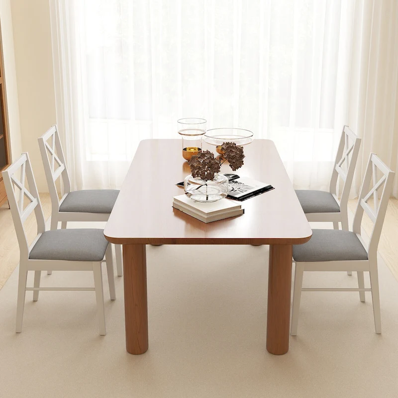 Gymax Dining Chairs Set of 4 Upholstered Kitchen Side Chairs w/ Rubber