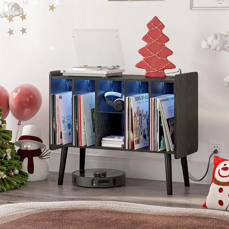 LED Record Player Stand - 14.2 D x 32.5 W x 27.2 H