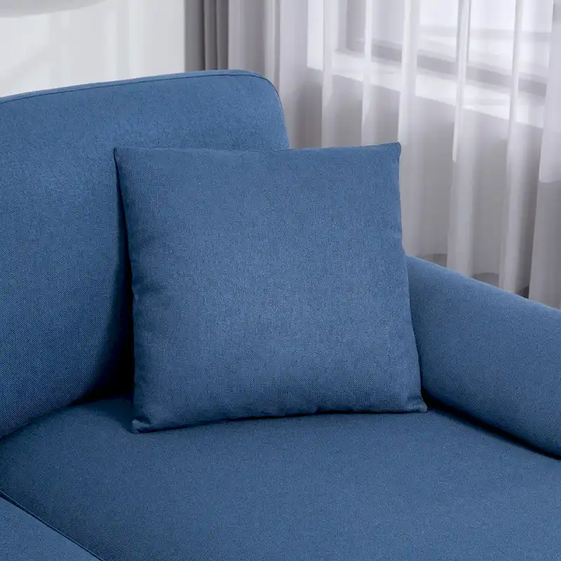 HOMCOM Fabric Sectional Couch with Reversible Sleeper Sofa, Modern L Shaped Sectional Sofa with Pillows, Wooden Legs