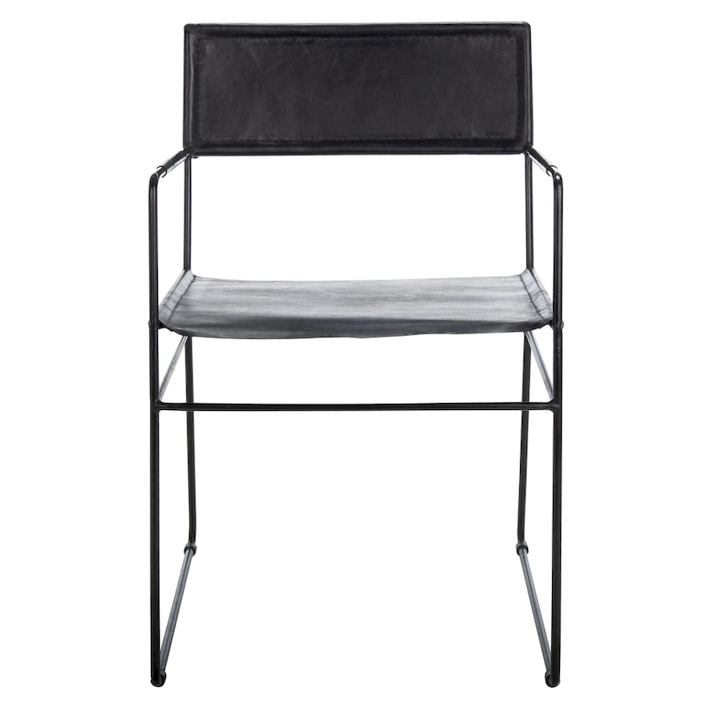 SAFAVIEH Bernardine Leather Dining Chair (Set of 2) - 21.7 W x 19.7 L x 31.9 H - 22Wx20Dx32H