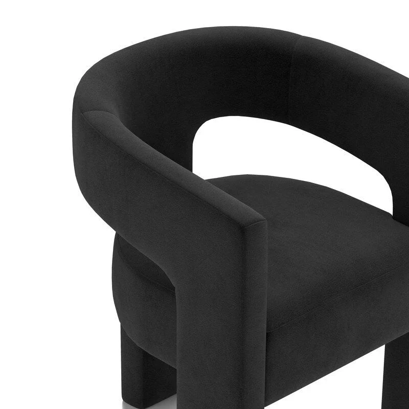 Modern Glam Velvet Upholstered Dining Chair, Open-Back Accent Chair