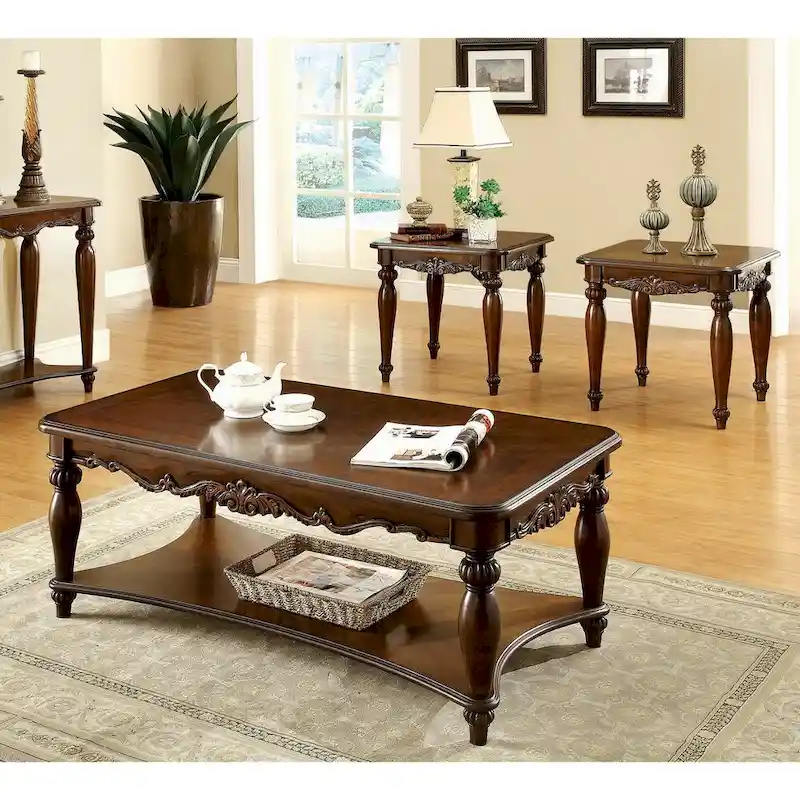 Rity Traditional Cherry 48-inch Wood 3-Piece Accent Table Set by Furniture of America