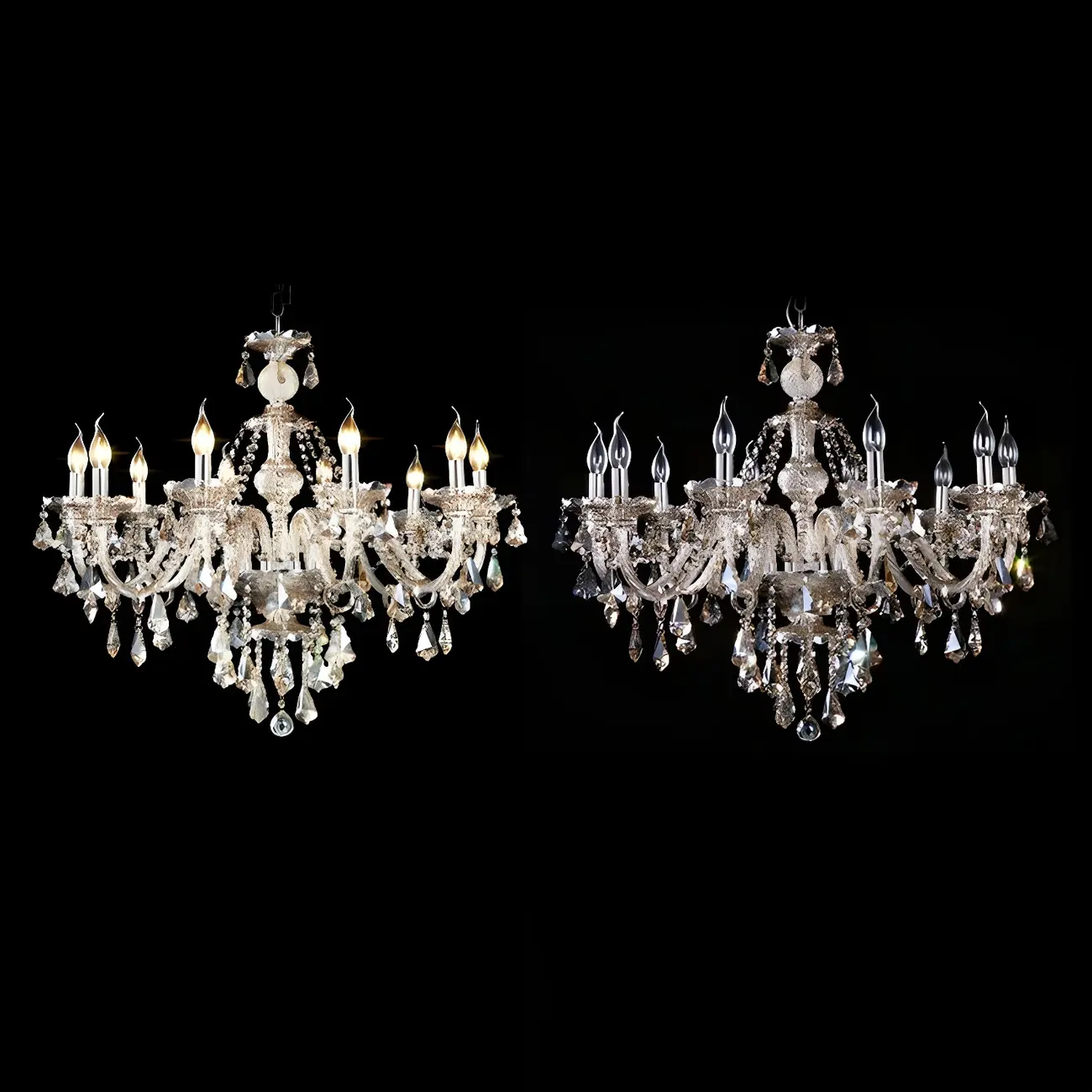 Mid-Century Modern Crystal Candelabra Chandelier