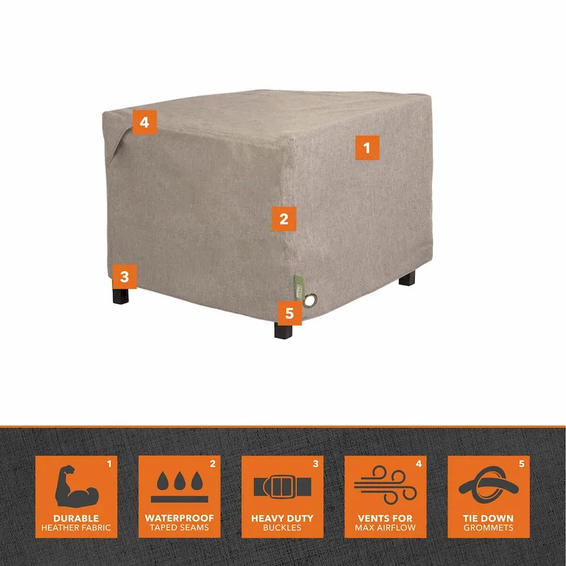 Modern Leisure Garrison Square Fire Pit Table Cover, Waterproof, 42  Square x 22 H, Sandstone