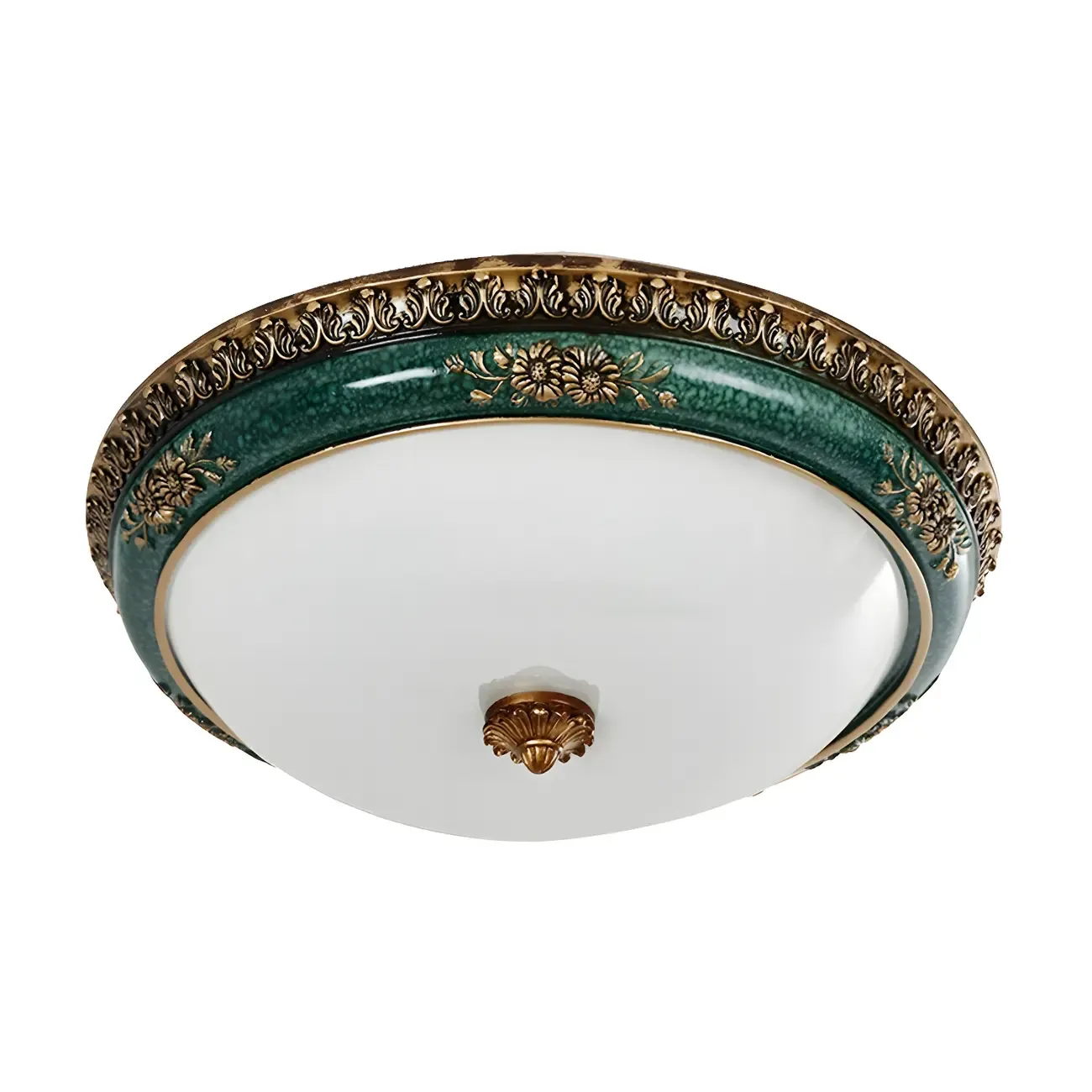 Classic Green Bowl Flush Mount LED Ceiling Light