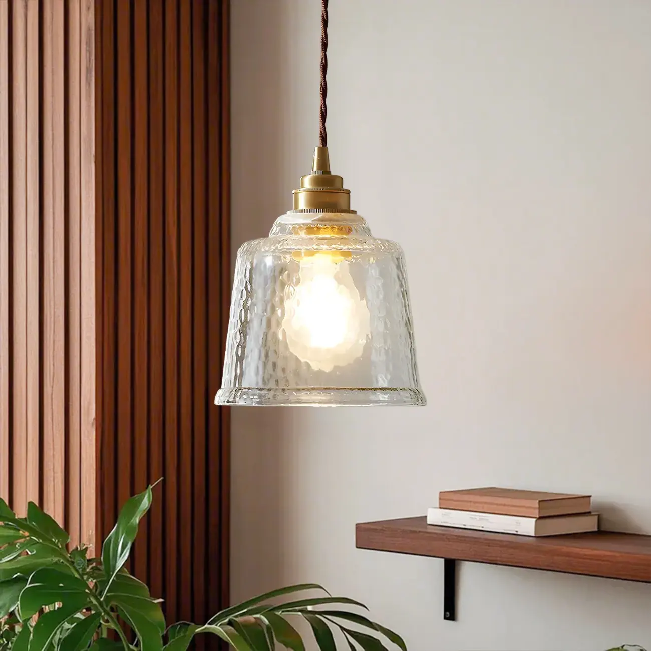 Elegant Brass Clear Glass Bell Pendant Light