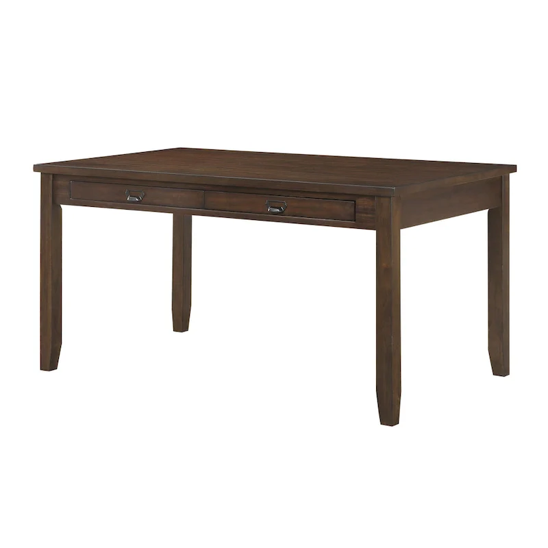 Humpty 60 Inch Dining Table, Rectangular Top, 2 Drawers, Cherry Brown Wood