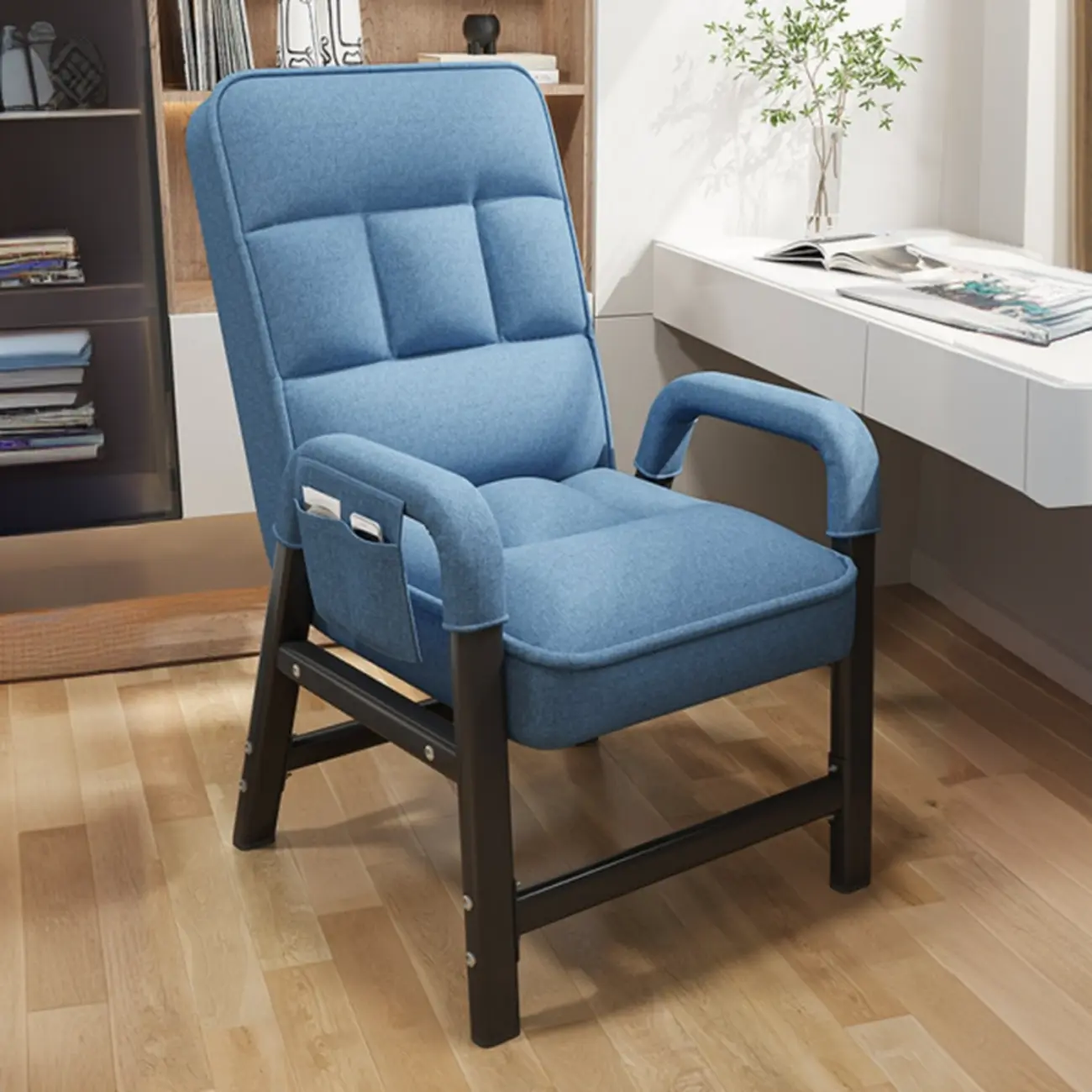 Modern Grey Upholstered 4-Leg Office Chair