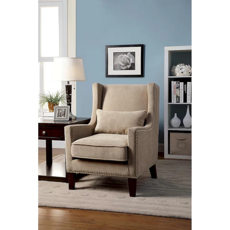 Modern Flannel Upholstered Chair with Rivet Accents