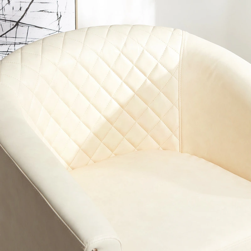 KINWELL 29 Wide Tufted PU Leather Swivel Barrel Chair (Set of 2)