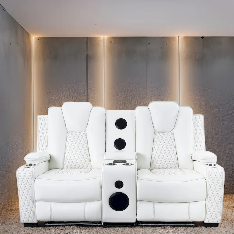 Power Reclining Sofa, Loveseat & Chair  Home Theater Seating with Wireless Charging, USB Port, Storage & Built-in Speakers