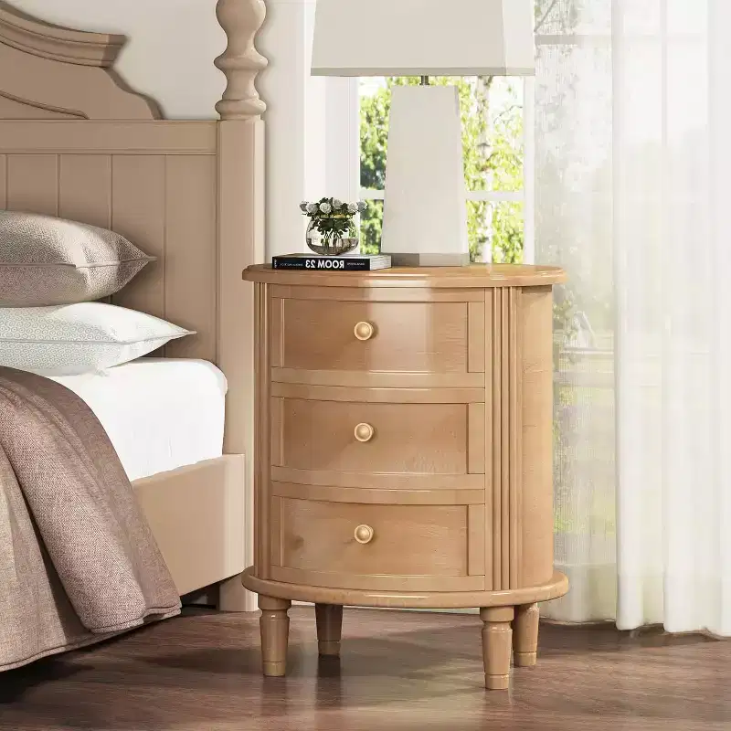 Wooden Farmhouse 3 Drawers Nightstand