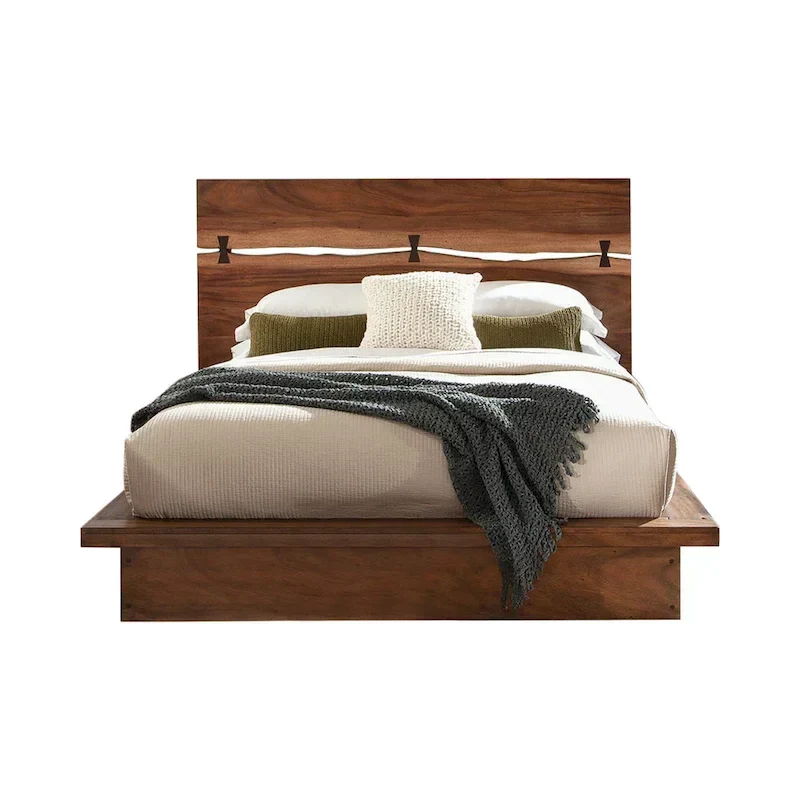 Panel Bed with Cut-Out Headboard - Two-Tone Finish