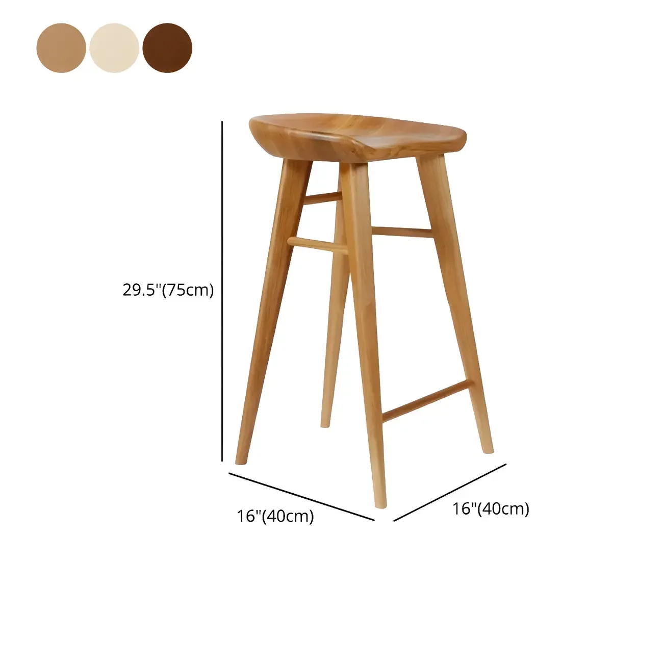 Counter Height Modern Wood Backless Bar Stool