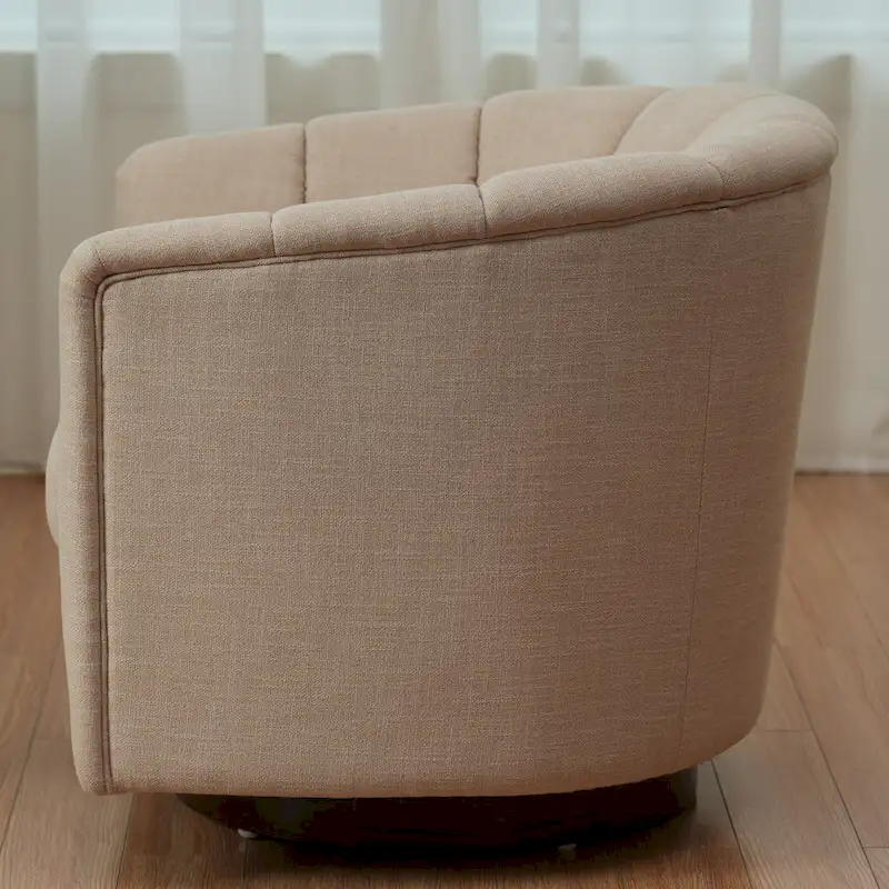 Fabric Swivel Chair with 360 Rotation, Wooden Base and 350lb Weight Capacity
