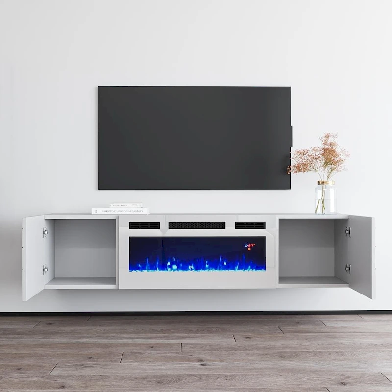 London WH-EF Electric Fireplace 63 TV Stand