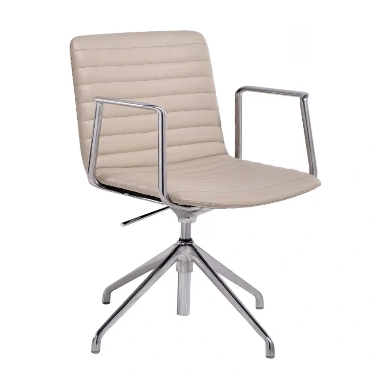 Modern Black Leather Metal Adjustable Swivel Office Chair