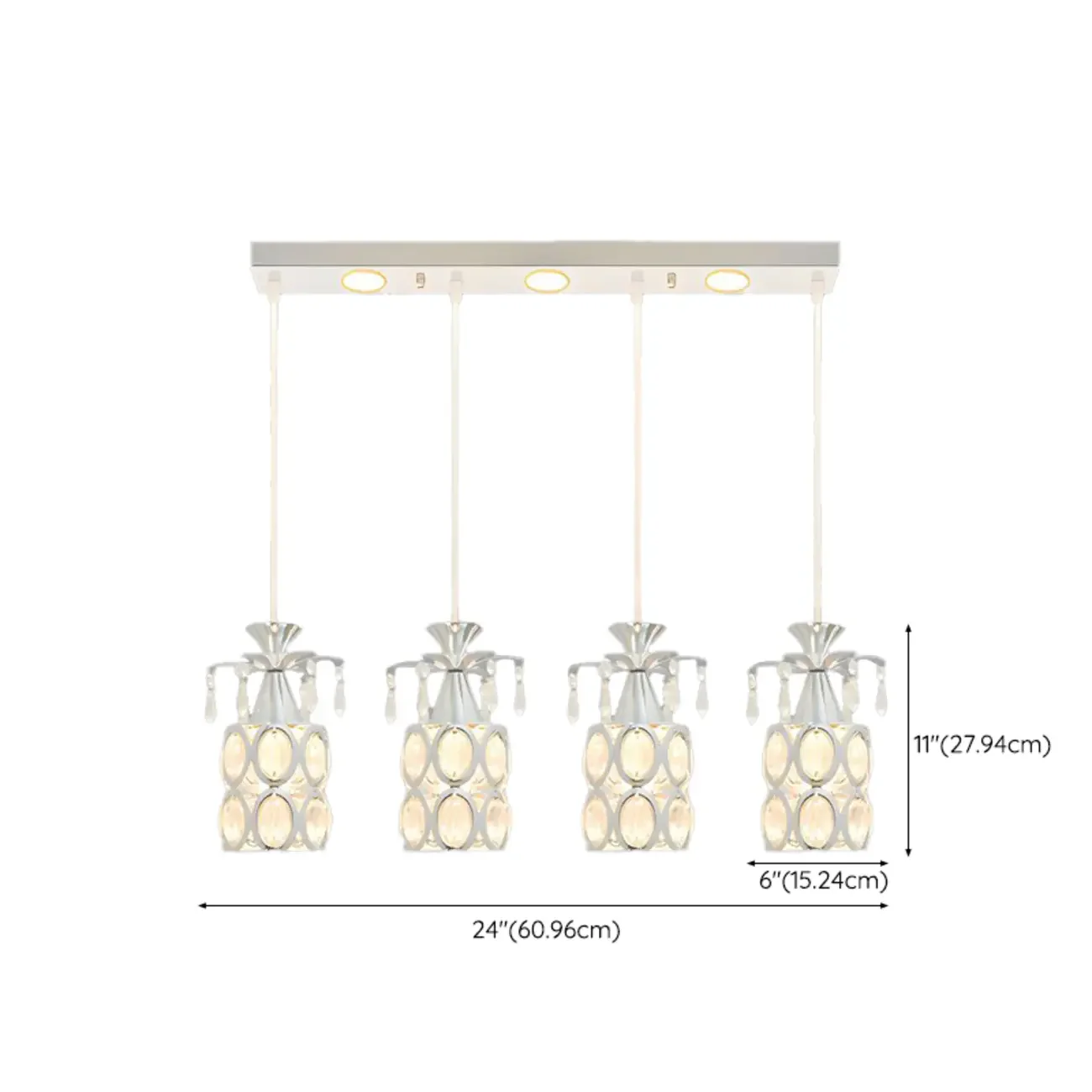 Elegant Cylinder Crystal Kitchen Island Pendant Light with Spotlight