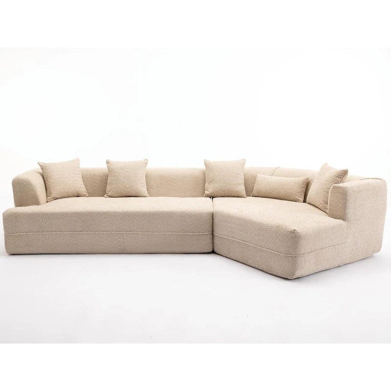 Boucle Modular Sleeper Sectional Sofa with Free Combination