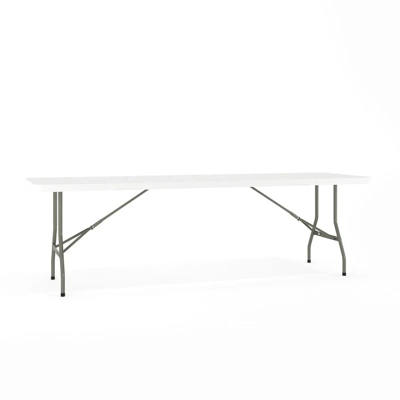 Granite White Bi-Fold Plastic Folding Event Table with Carrying Handle – Seats up to 10