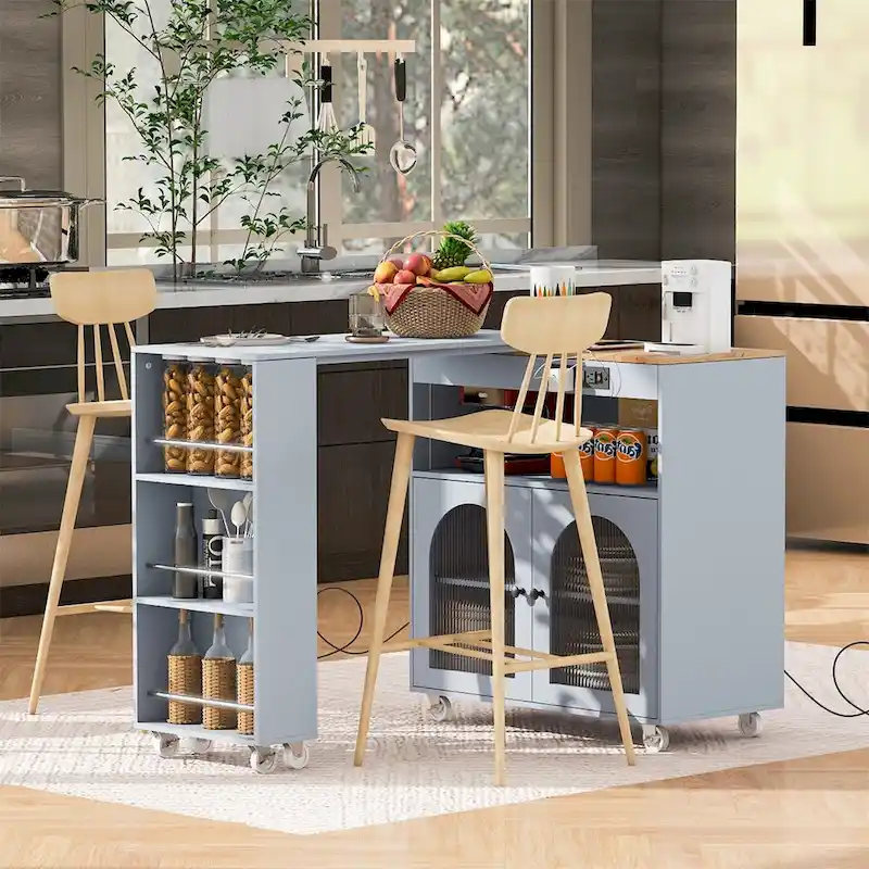 Rolling Kitchen Island With Extended Table,Kitchen Island on Wheels