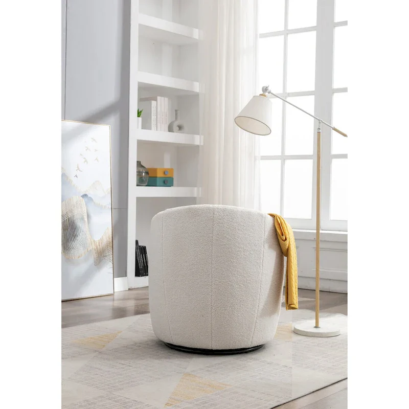 Swivel Accent Armchair Barrel Chair with Black Powder Coating, Blue