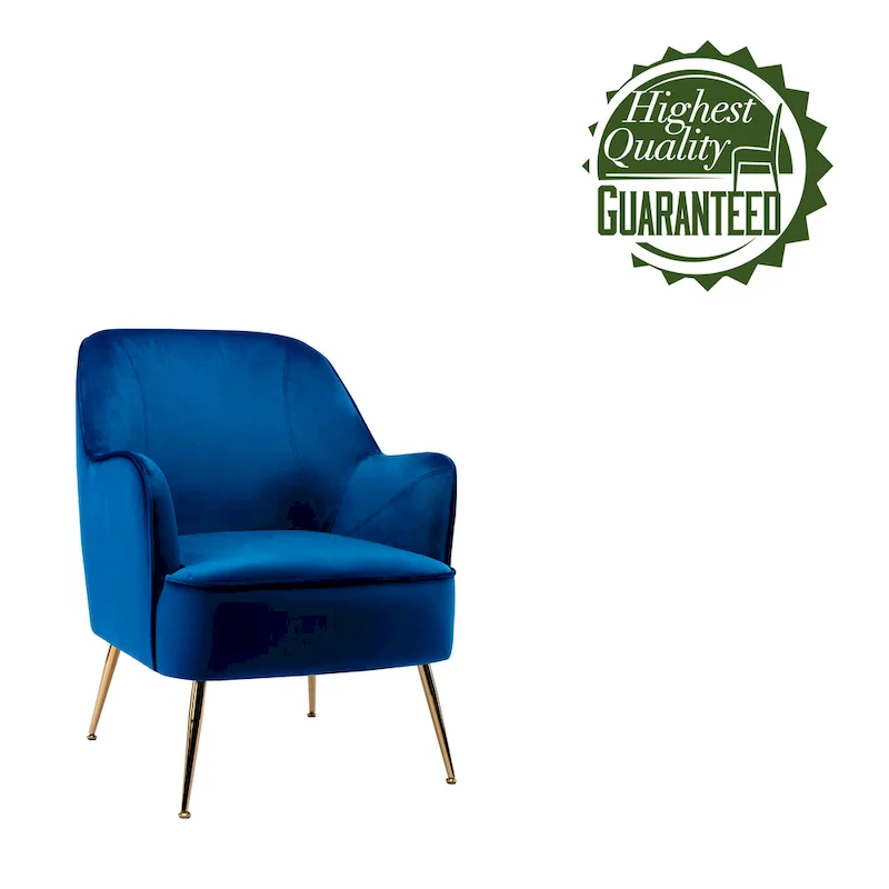 Velvet Upholstered Accent Chair with Gold Chrome Legs