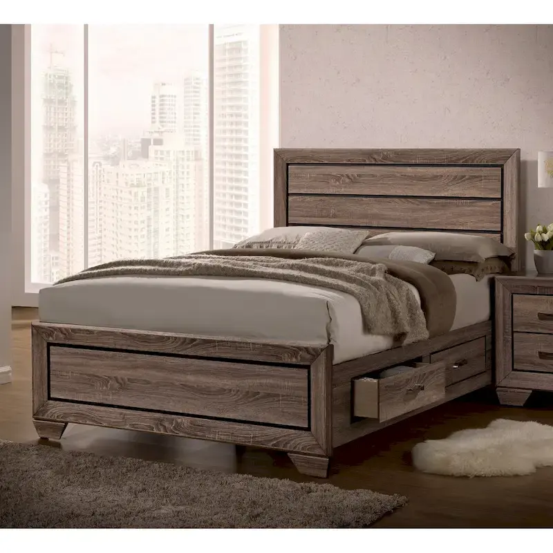 Oatfield Washed Taupe 3-piece Storage Queen Bedroom Set with Dresser