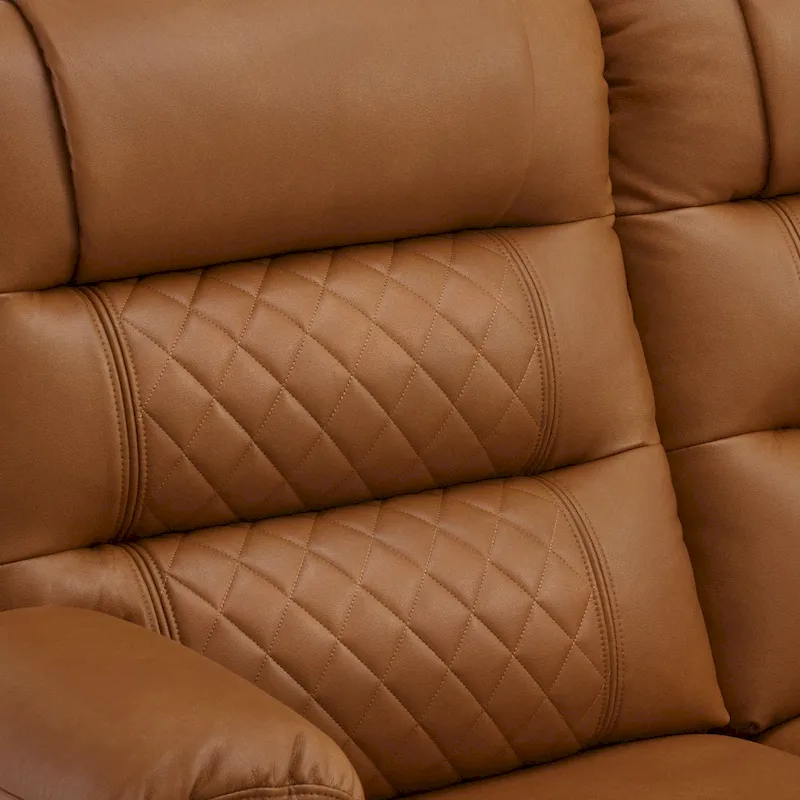 Power Recliner Loveseat, Saddle/Dark Brown/Light Grey, Heat & Massage, Seats 2