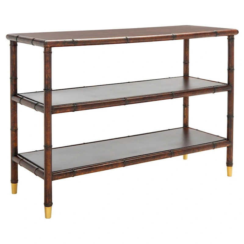SAFAVIEH Francina Dark Brown/ Gold 2-Shelf Console Table - 42 W x 15.8 L x 29 H - 42Wx16Dx29H