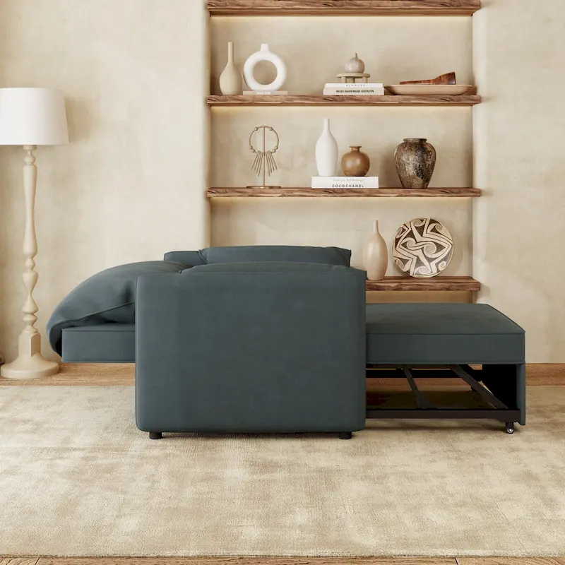 Roomfitters Convertible Sofa Bed, 3 in 1 Sleeper Chair with Adjustable Backrest and Thick Cushions, Linen Frame