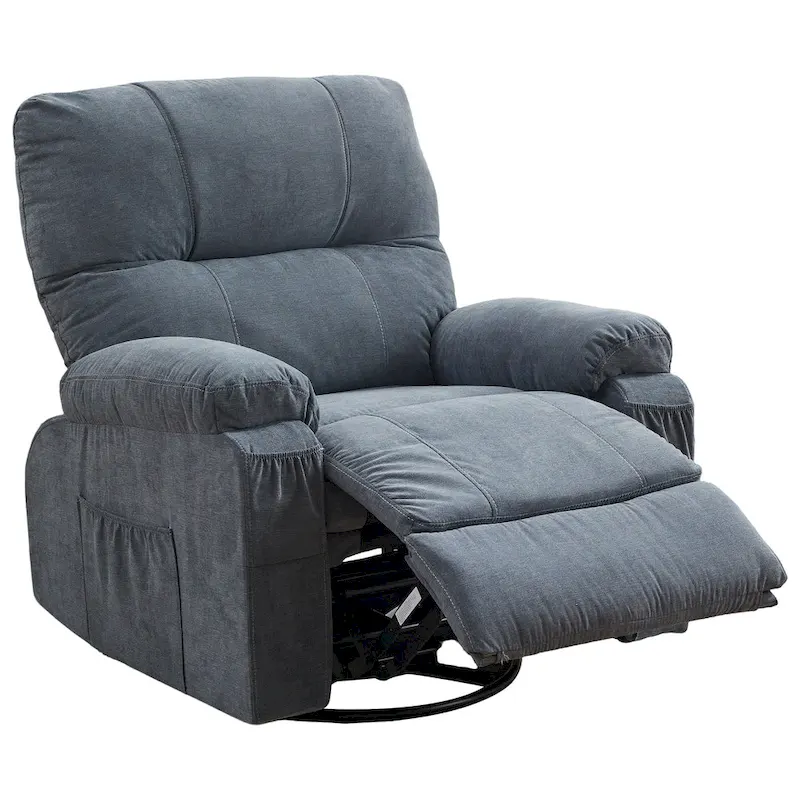 360 Linen Swivel Rocker Recliner with Side Pockets