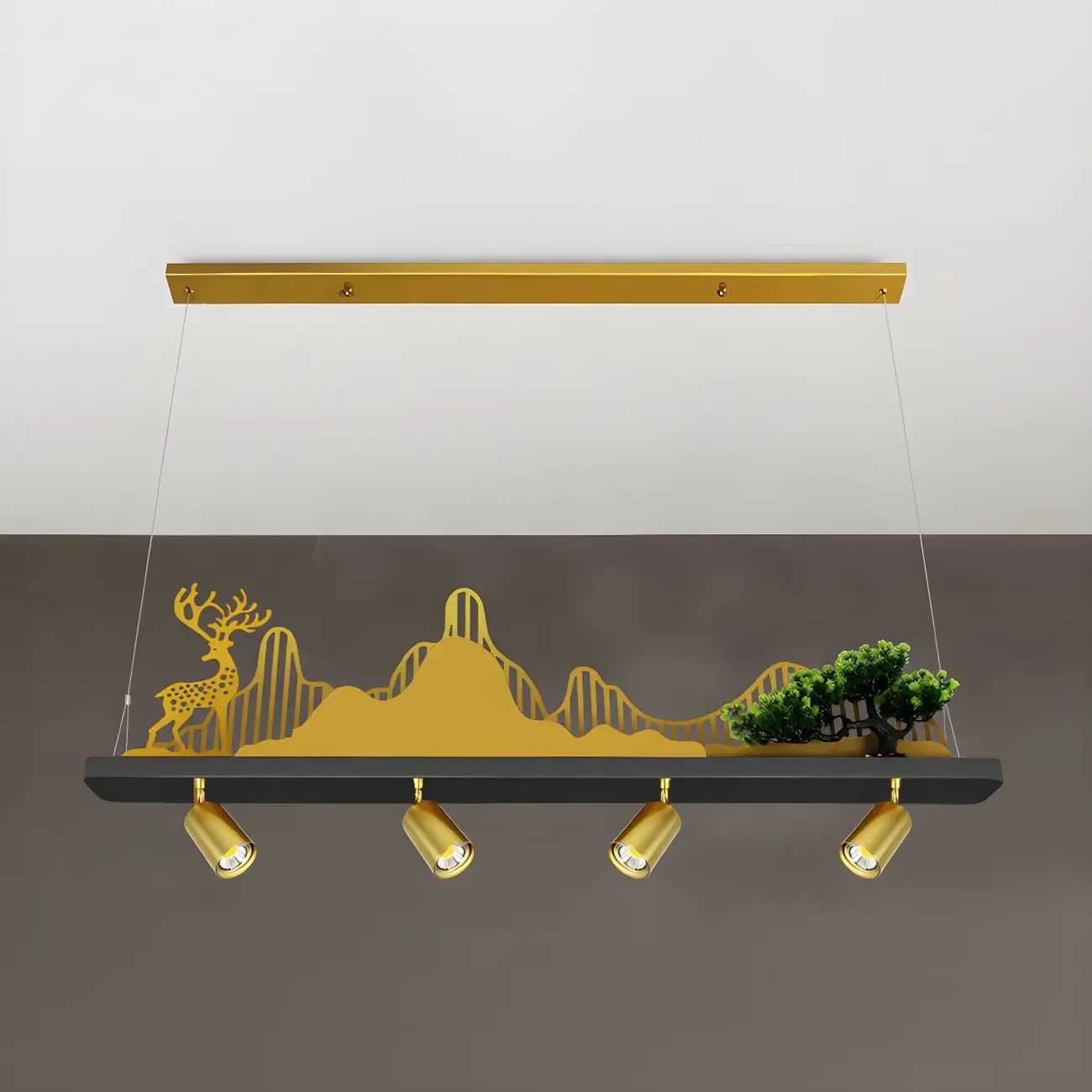 3/4-Light Modern Gold Metal Abstract Island Light