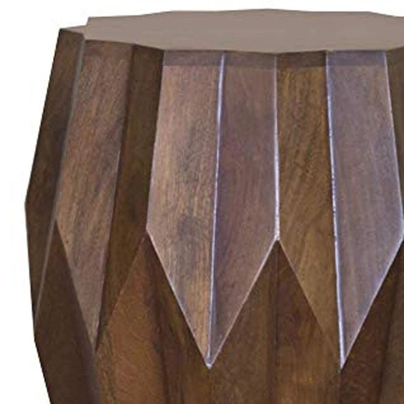 HomeRoots 23 Dark Brown Solid Wood Drum End Table - 16.4