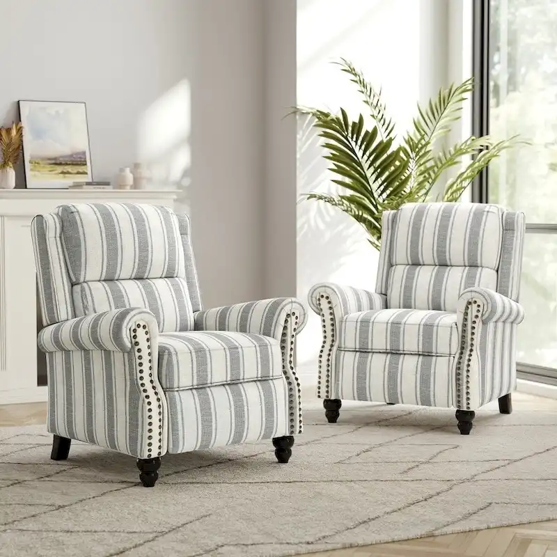 2 Set Modern Padded Seat Recliner Chair with PU Leather/Fabric