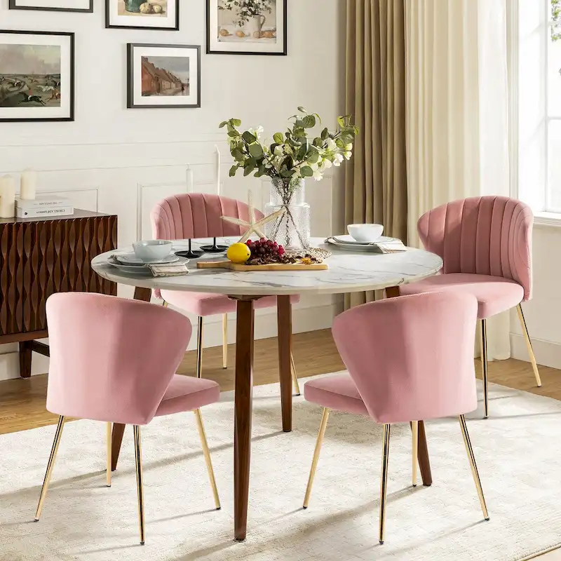 Barbara Side Chair with Metal Base Set of 4 by HULALA HOME