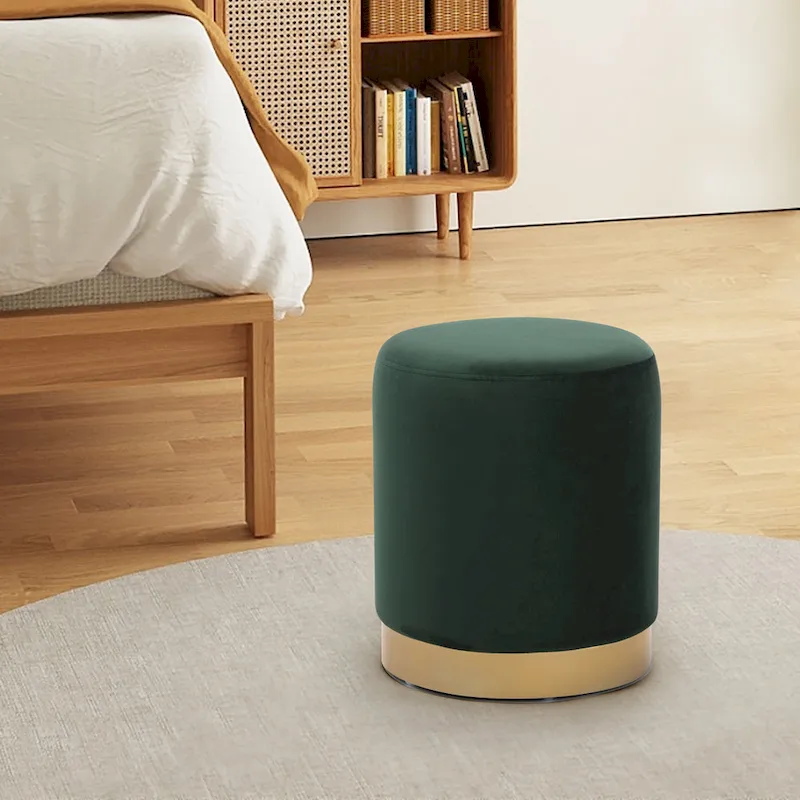 Small Round Velvet Ottoman Upholstered Foot Stool