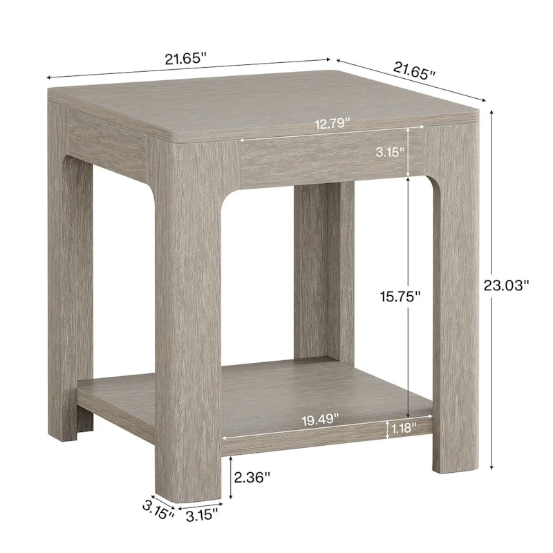 2-Tier Wooden End Table, Modern Side or Beside Table - 1PC