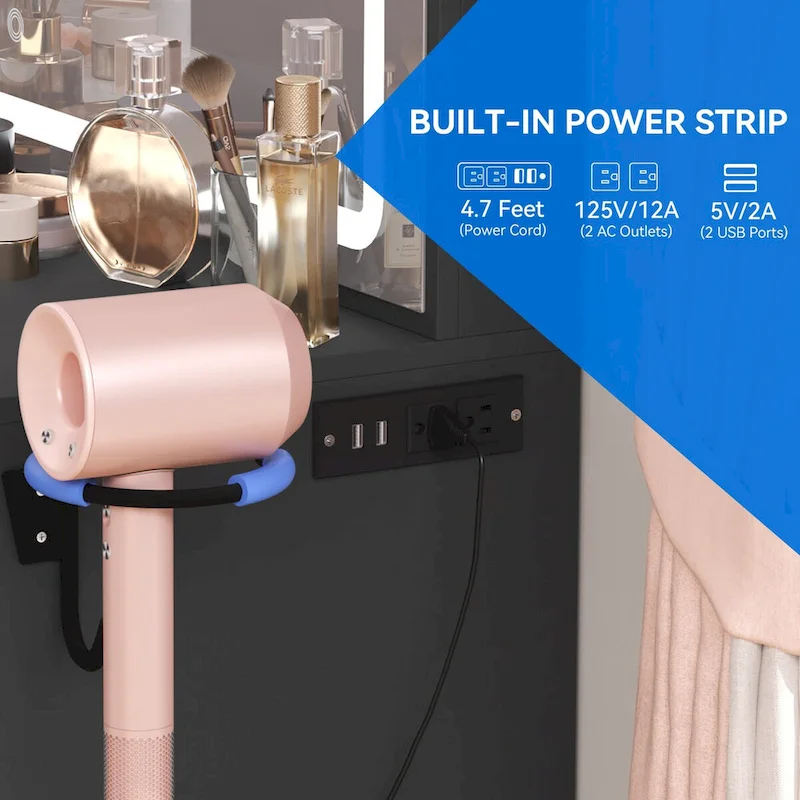 Moasis Vanity Set with Led Lights Makeup Desk Dressing Dresser Desk Table with 4 Drawer - 35.43L x 15.74W x 53.54H