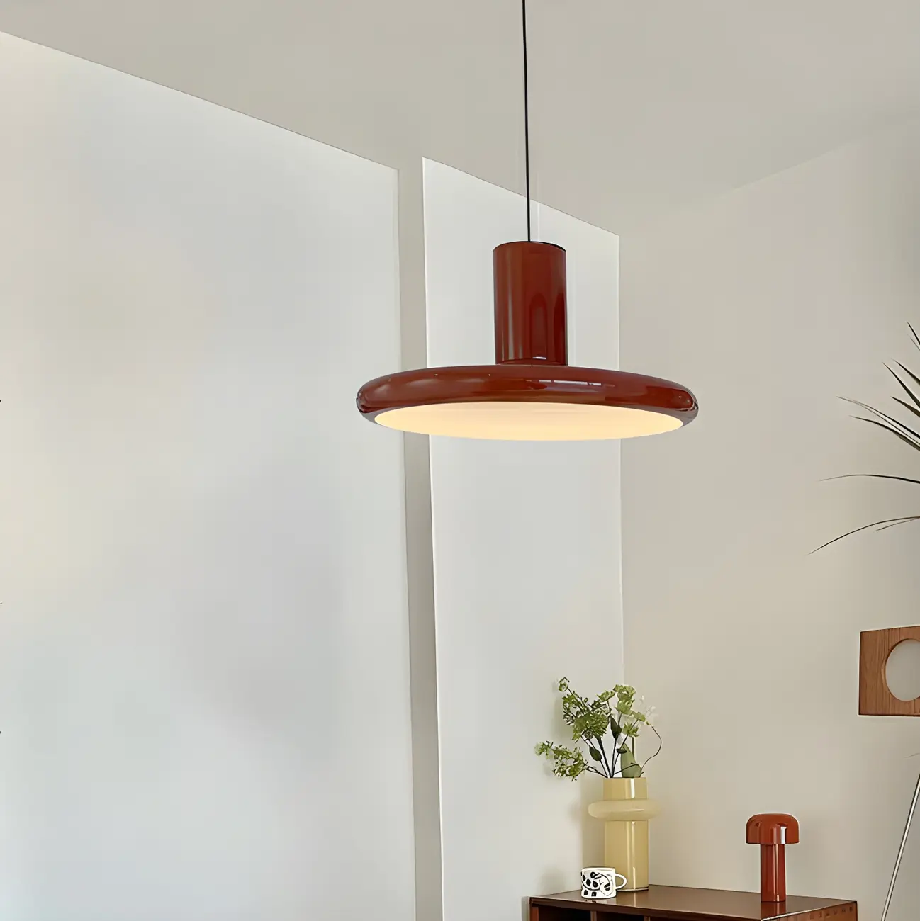 Modern Red Iron UFO Hanging Pendant Light